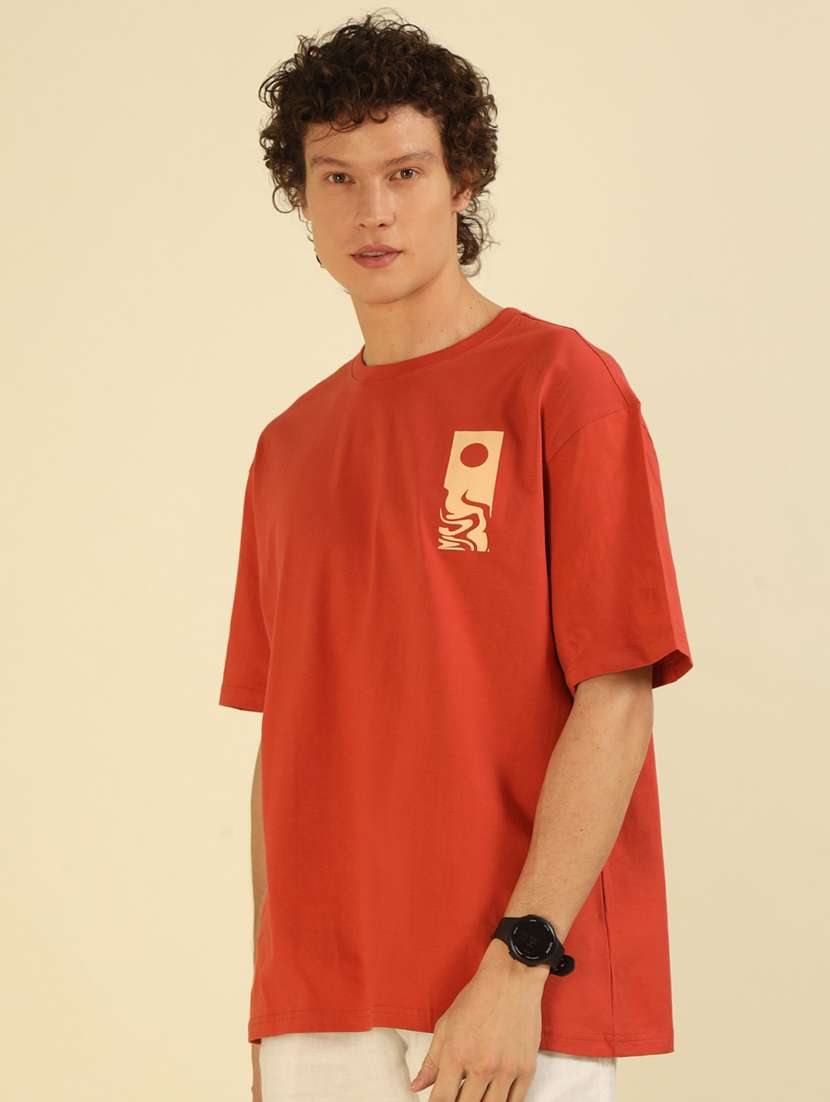 men front & back printed round neck oversized t-shirt - 21574217 -  Standard Image - 2