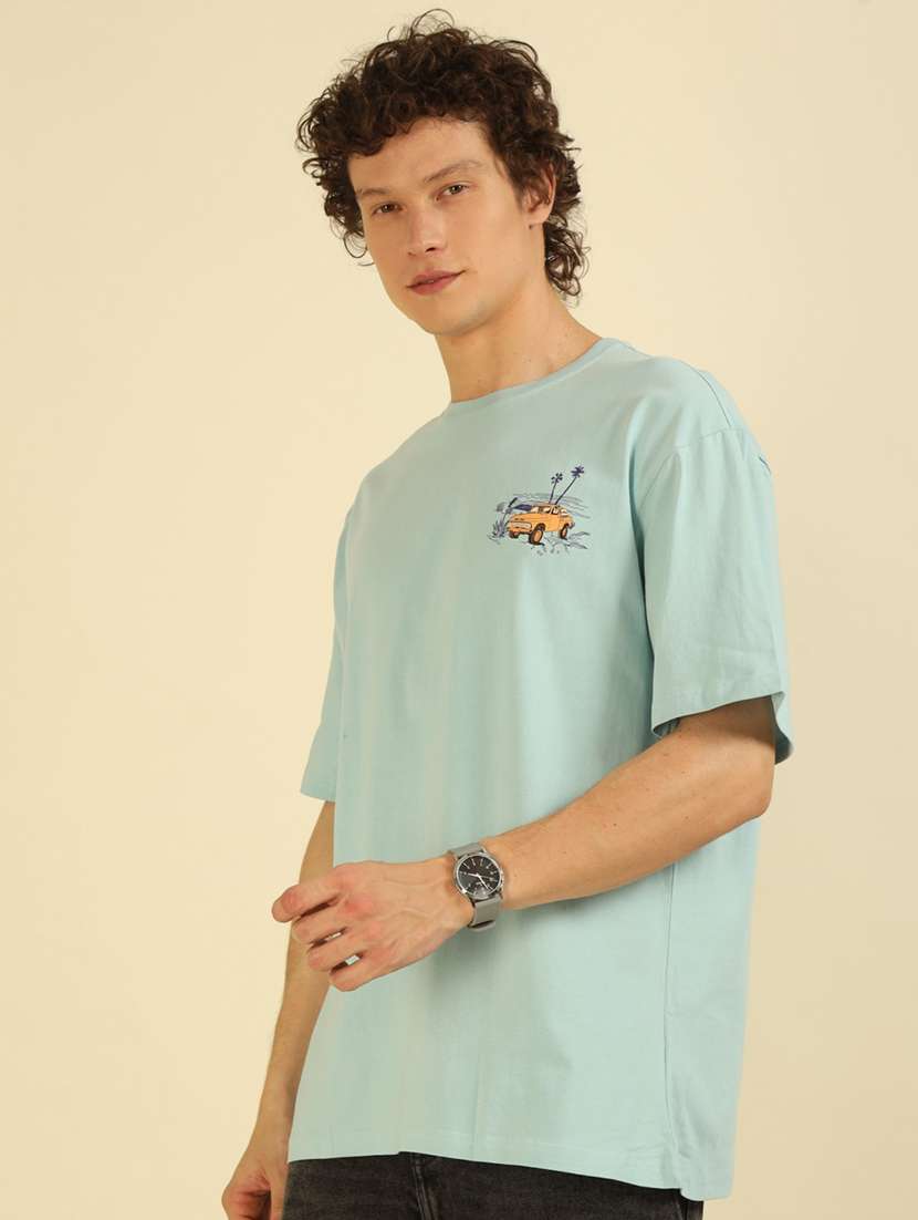 men front & back printed round neck oversized t-shirt - 21574221 -  Standard Image - 2