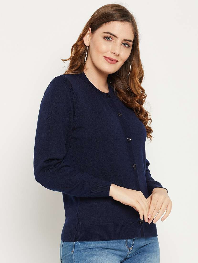 women solid long sleeve cardigan - 21574840 - Standard Image - 2