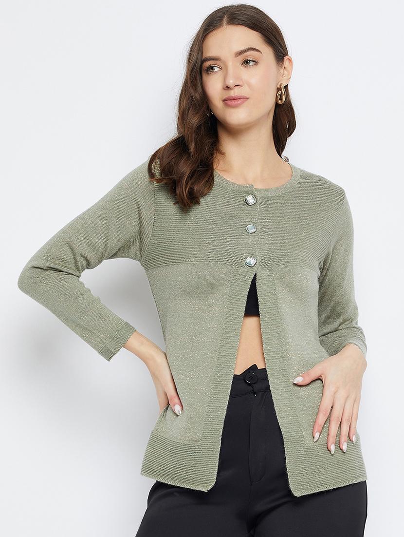 women self design long sleeve cardigan - 21574889 - Zoom Image - 0