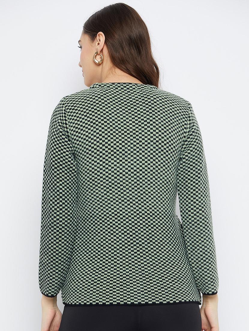 women checkered long sleeve cardigan - 21574913 - Standard Image - 2