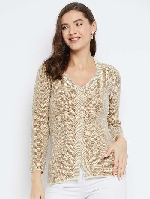 brown wool blend cardigan - 21574914 - Standard Image - 0
