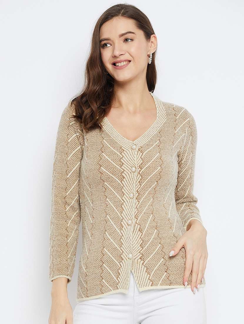 brown wool blend cardigan - 21574914 - Zoom Image - 0