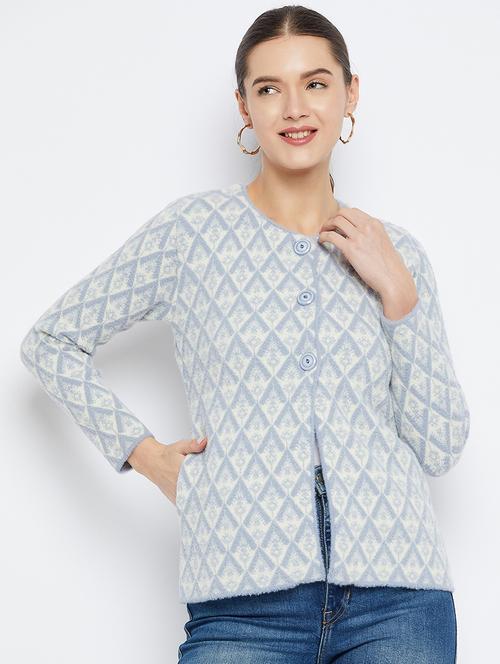 blue wool blend cardigan - 21574924 - Standard Image - 0