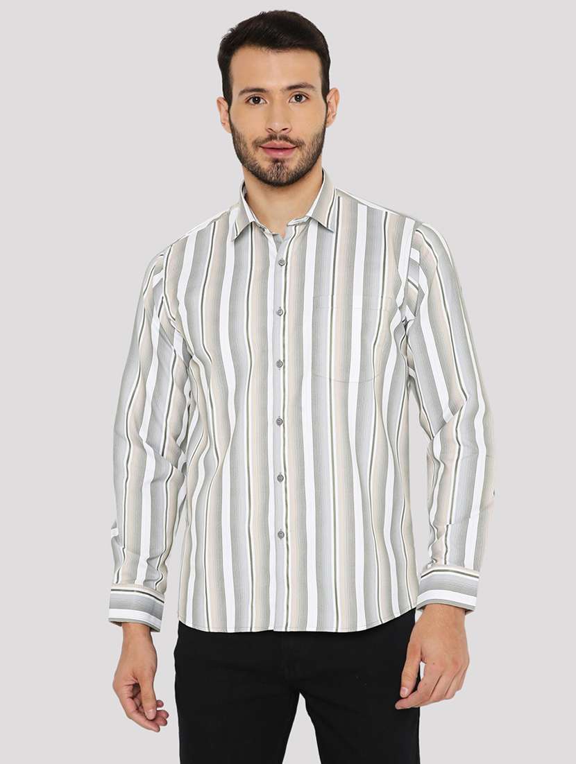 men striped slim fit formal shirt