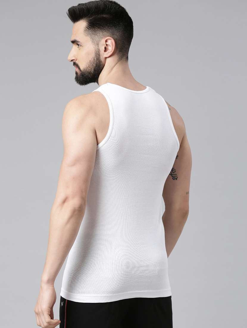 men pack of 3 solid white cotton vest - 21575447 -  Standard Image - 2
