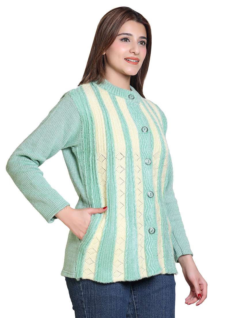 women pointelle knit long sleeves cardigan - 21575478 - Standard Image - 2