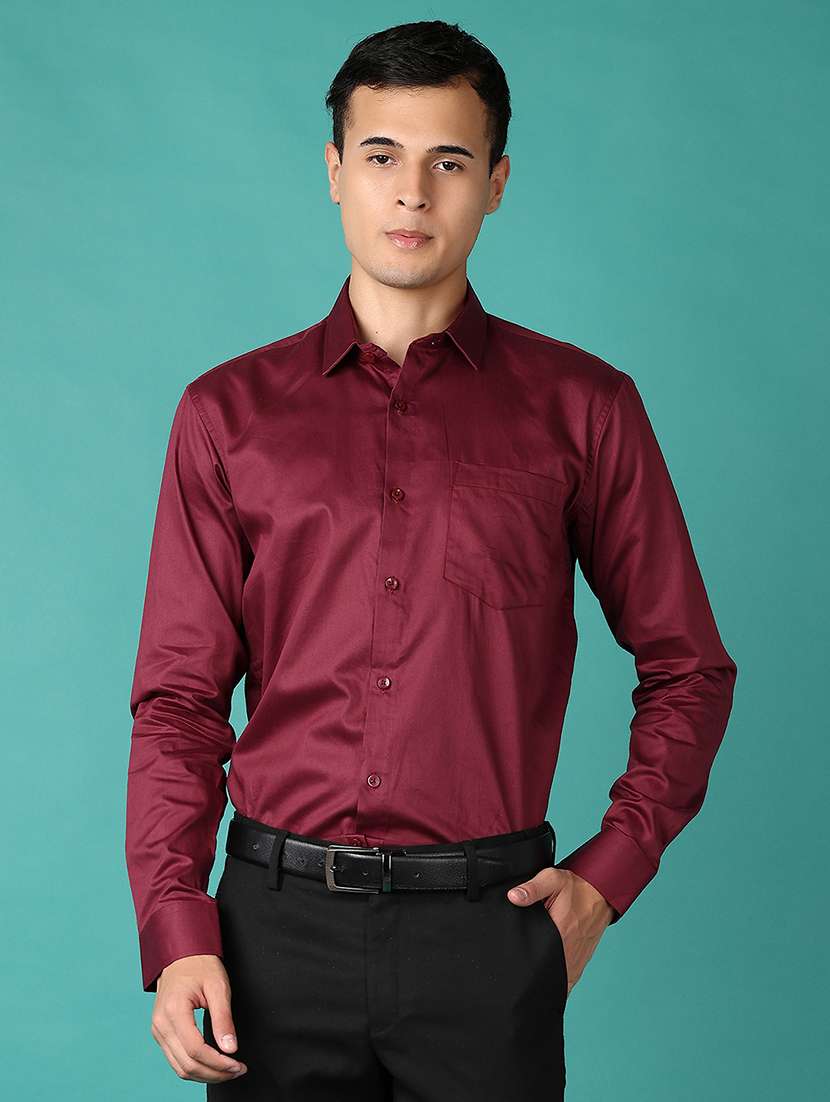 men long sleeves solid formal shirt