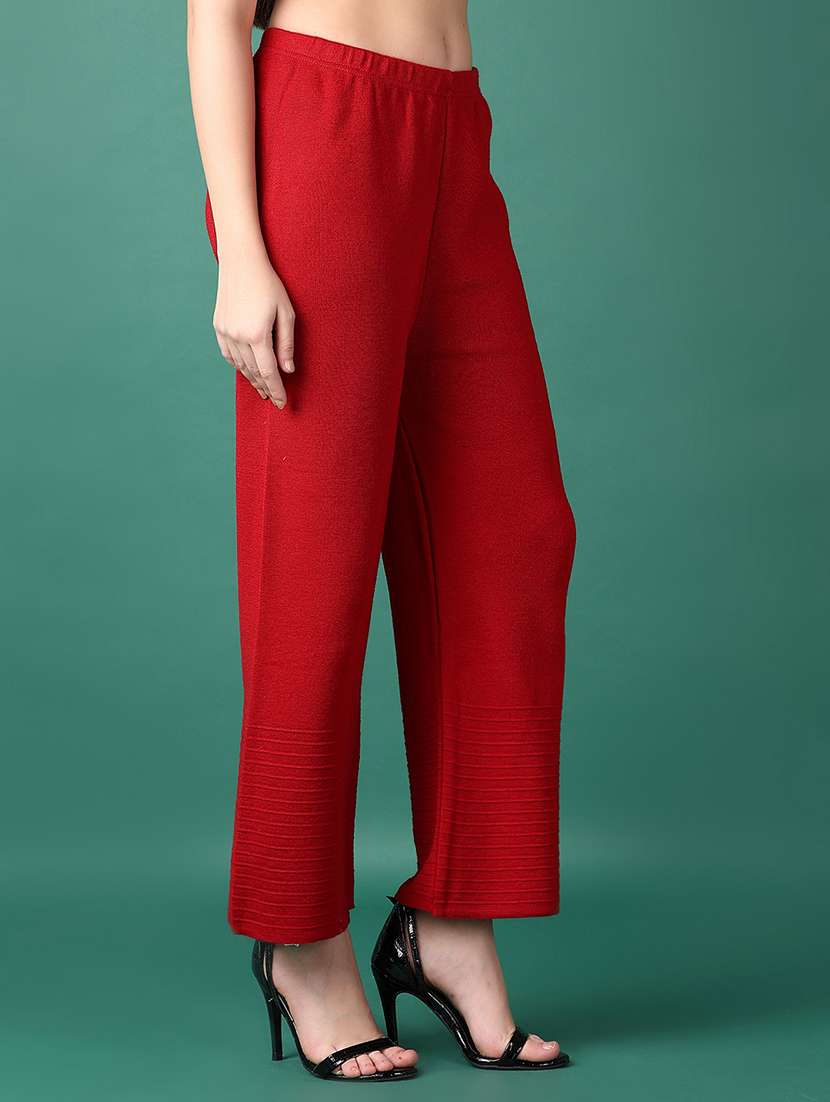 women red solid palazzo - 21575535 -  Standard Image - 2