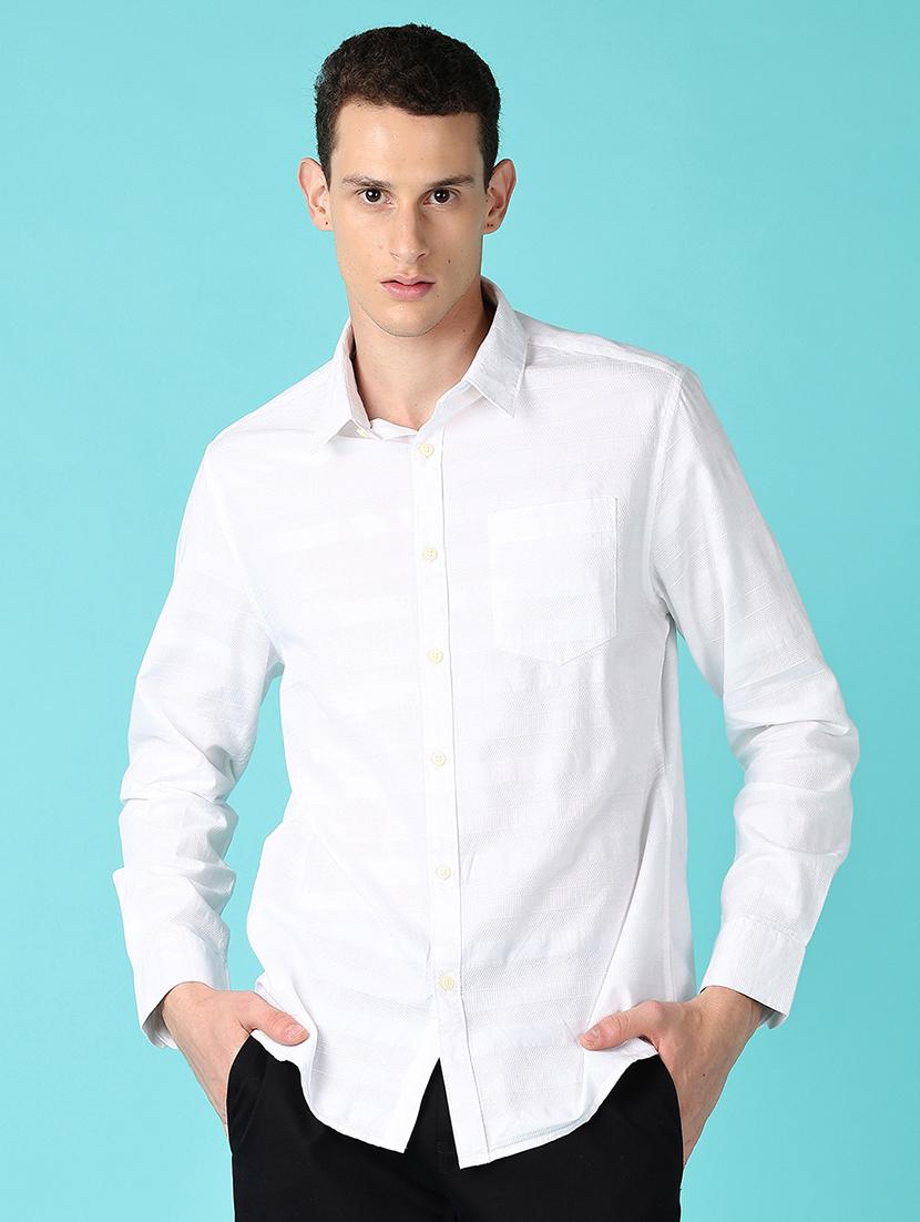 men solid collared long sleeves casual shirt