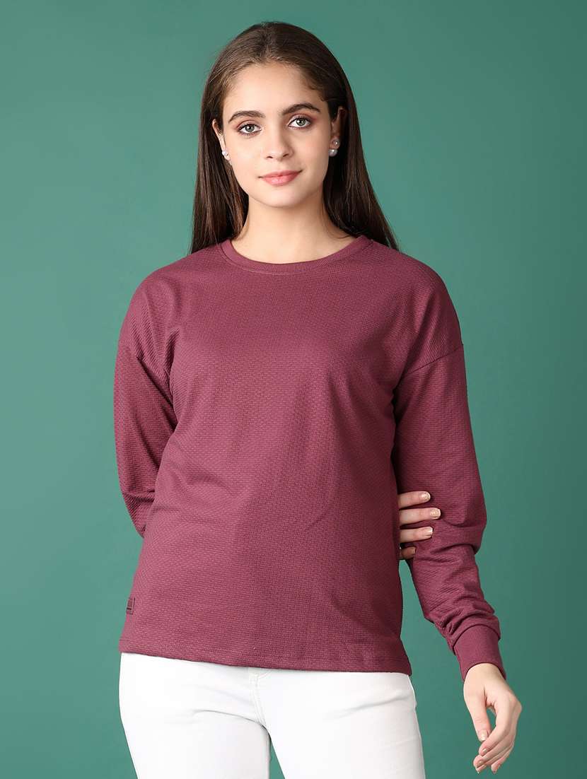 women solid long sleeve sweatshirt