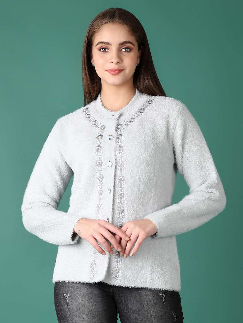 women self design long sleeve cardigan