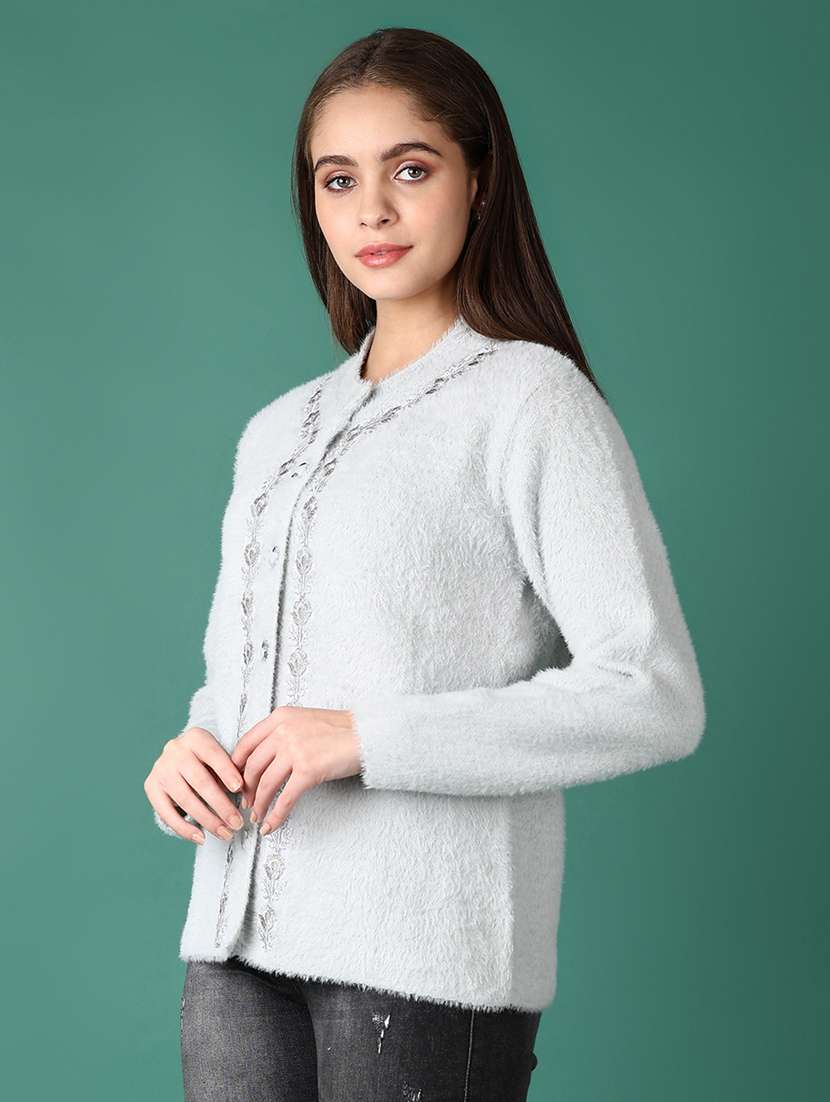 women self design long sleeve cardigan - 21575600 -  Standard Image - 2