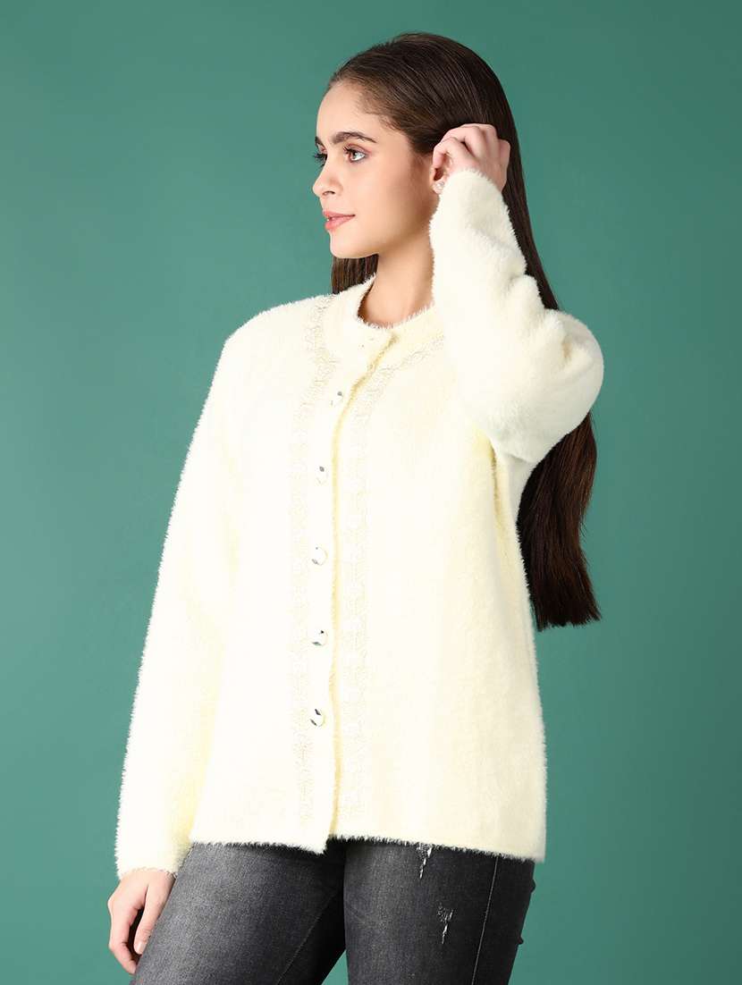 women self design long sleeve cardigan - 21575601 -  Standard Image - 2