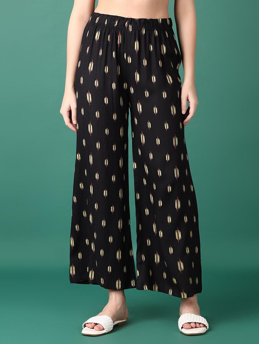 women black ikat printed palazzo - 21575607 - Zoom Image - 0