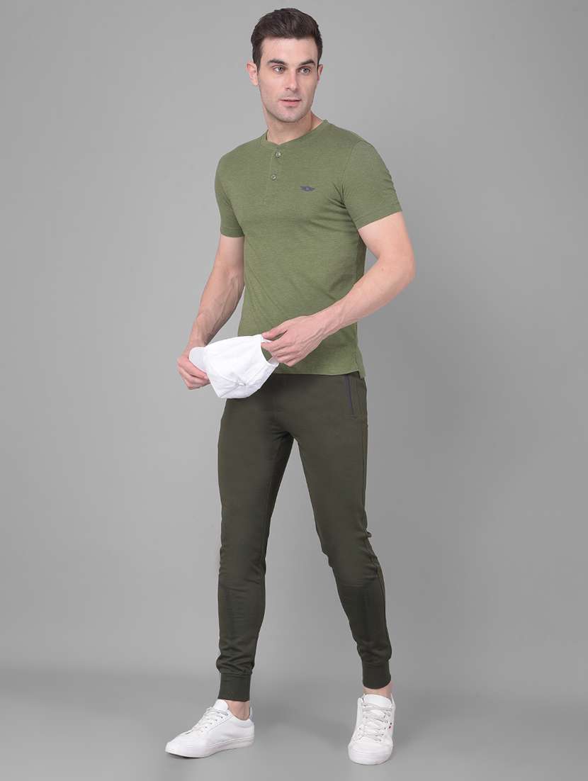 men olive solid jogger - 21575868 -  Standard Image - 2