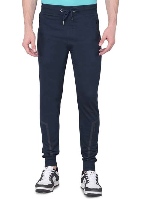 men teal solid jogger