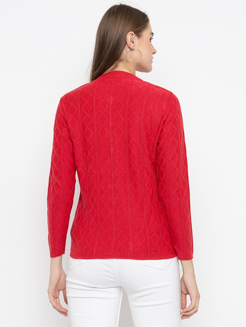 women self design long sleeves cardigan - 21575884 - Standard Image - 2