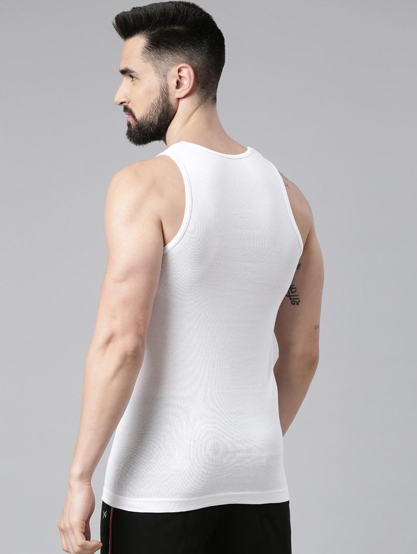 men pack of 8 white solid vest - 21576006 - Standard Image - 2