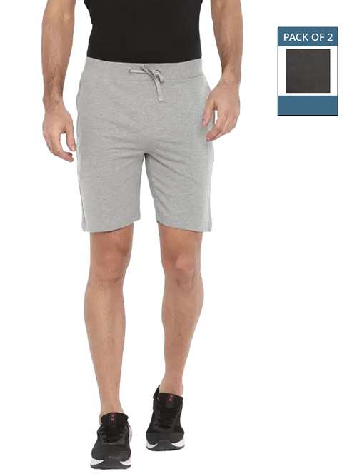 men pack of 2 solid regular fit shorts - 21576023 - Standard Image - 0
