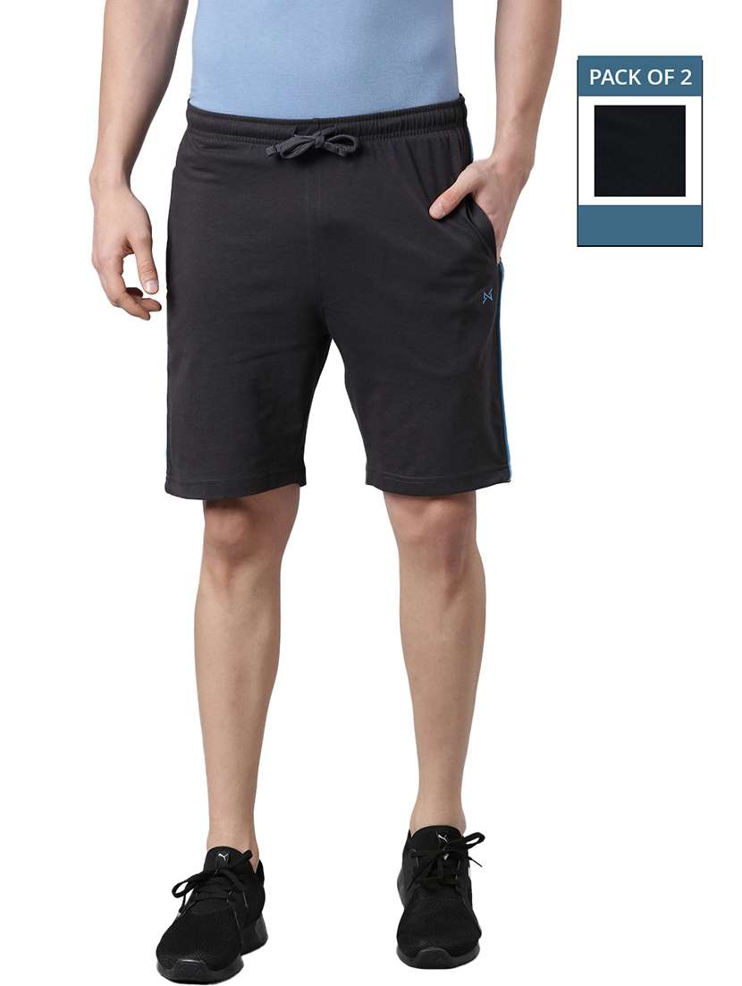 men pack of 2 solid regular fit shorts