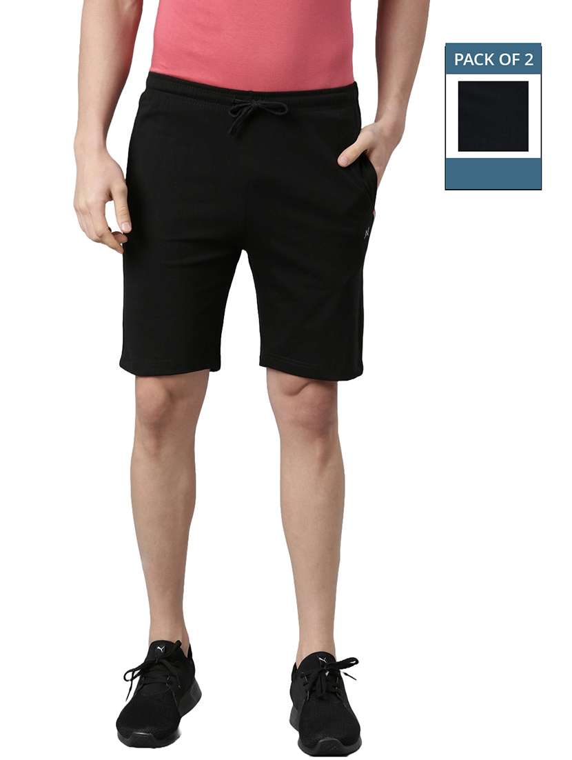 men pack of 2 solid regular fit shorts