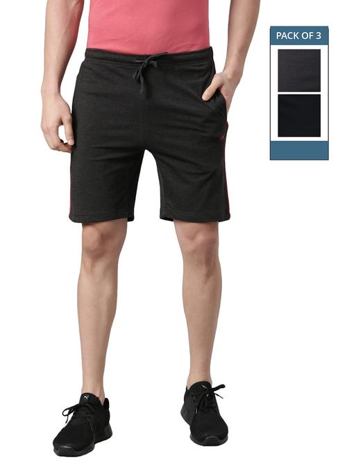 men pack of 3 solid regular fit shorts - 21576044 - Standard Image - 0
