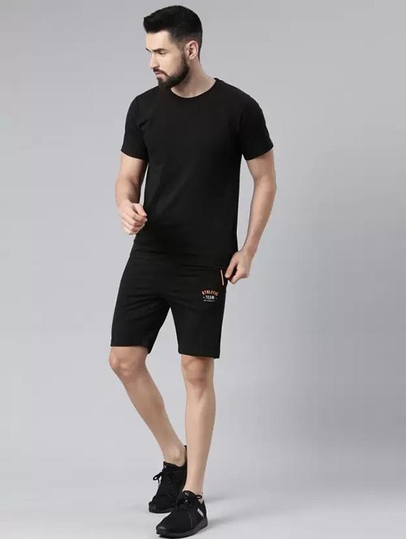 men black mid rise regular fit shorts - 21576048 - Standard Image - 2