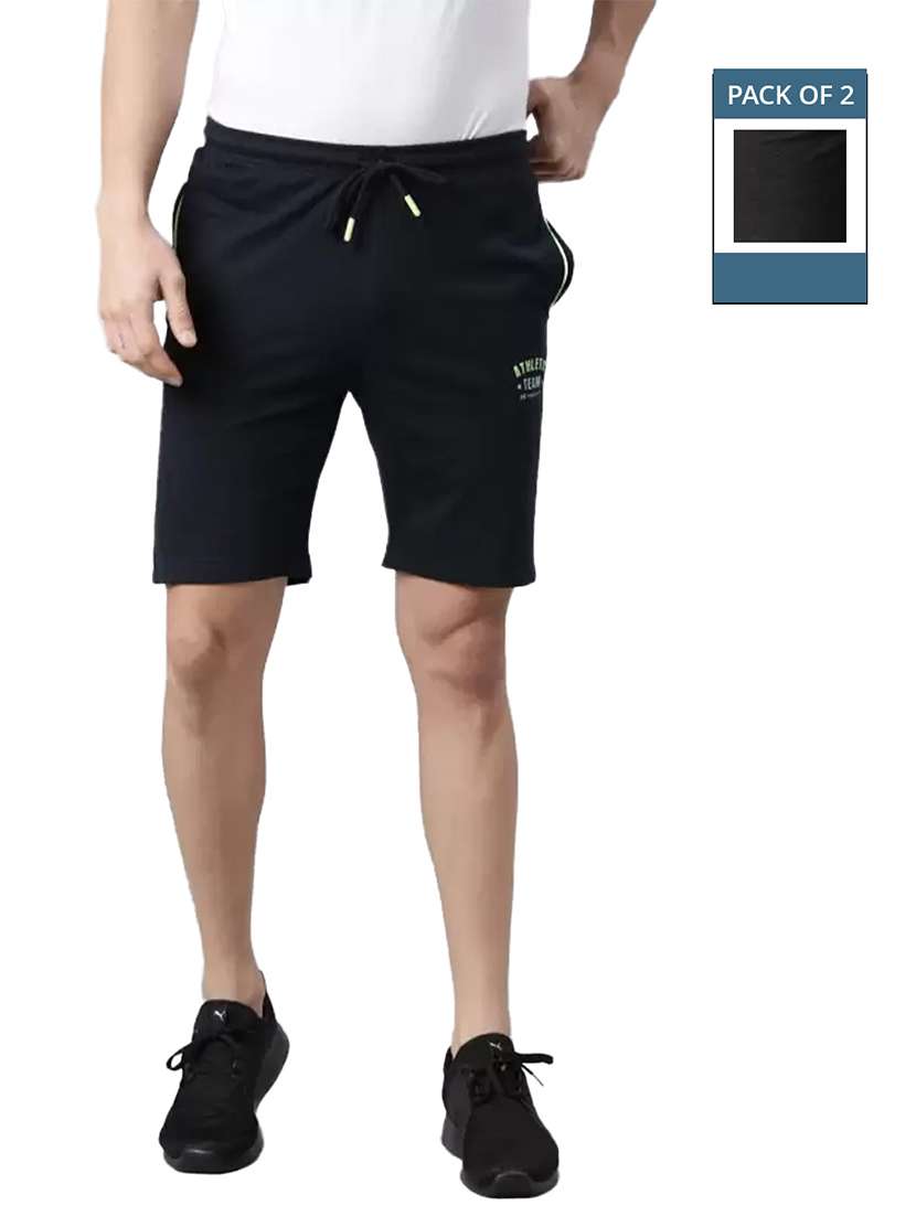 men pack of 2 solid regular fit shorts