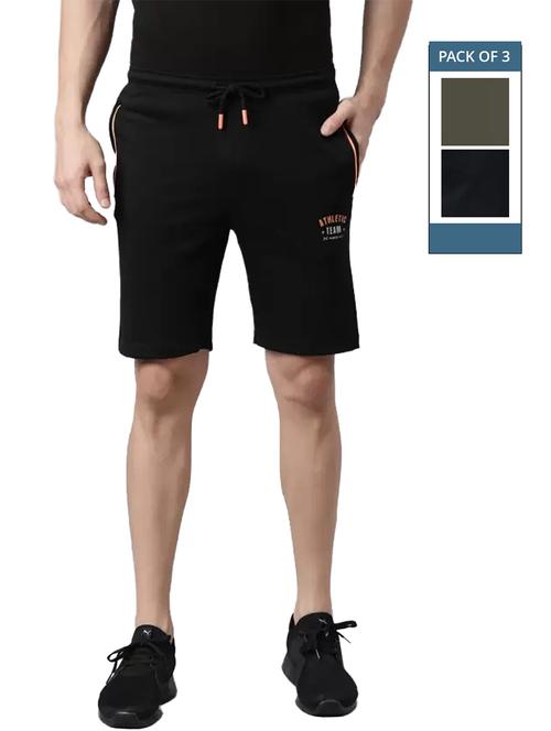 men pack of 3 solid regular fit shorts - 21576056 - Standard Image - 0