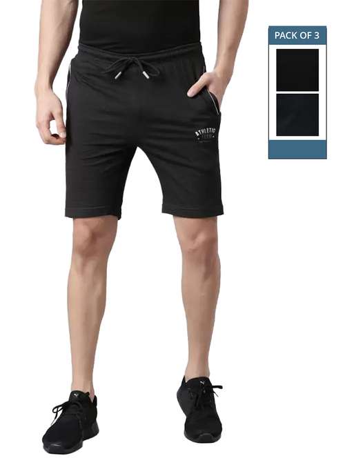 men pack of 3 solid regular fit shorts - 21576058 -  Standard Image - 0