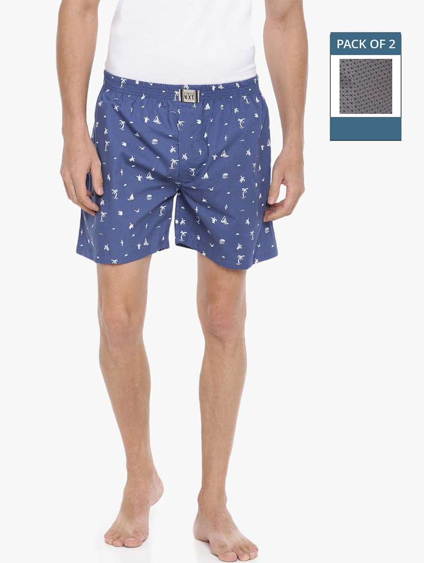men pack of 2 printed mid rise boxers
