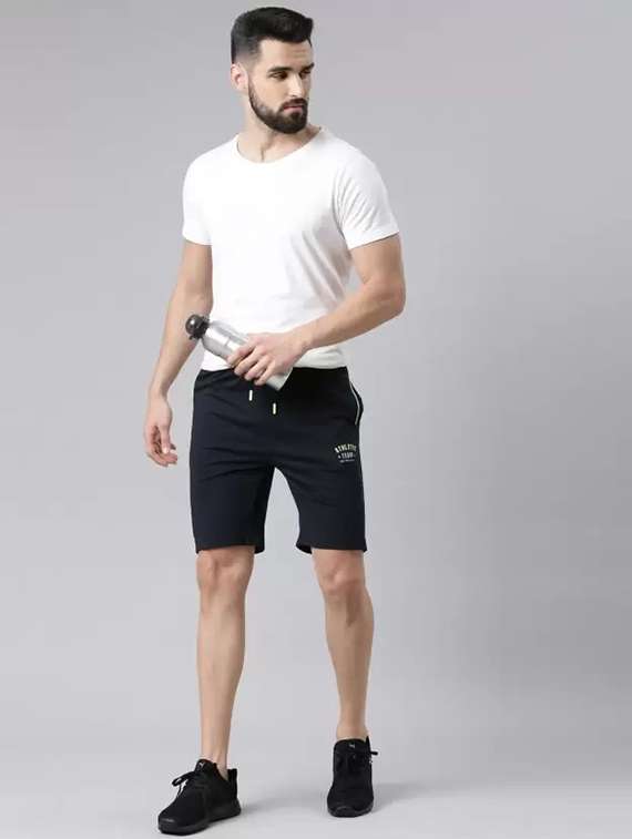 men navy blue mid rise regular fit shorts - 21576098 -  Standard Image - 2