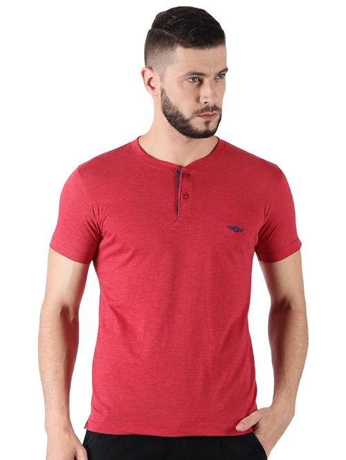 men solid henley neck short sleeves t-shirt - 21576163 - Standard Image - 0