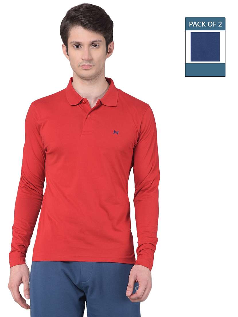 men solid pack of 2 long sleeve t-shirts
