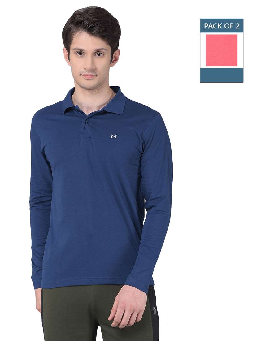 men solid pack of 2 long sleeve t-shirts