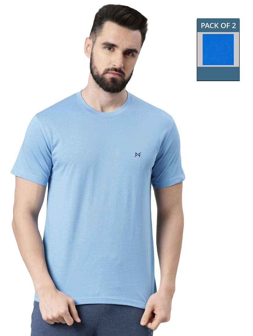 men solid pack of 2 short sleeve t-shirt