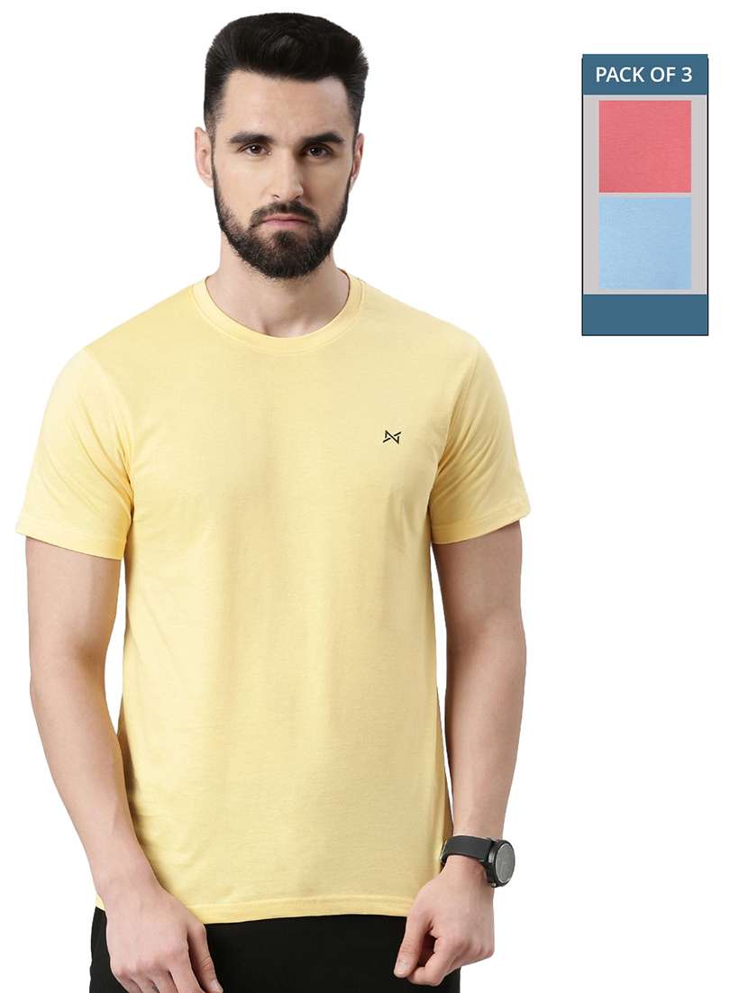 men solid pack of 3 short sleeve t-shirt