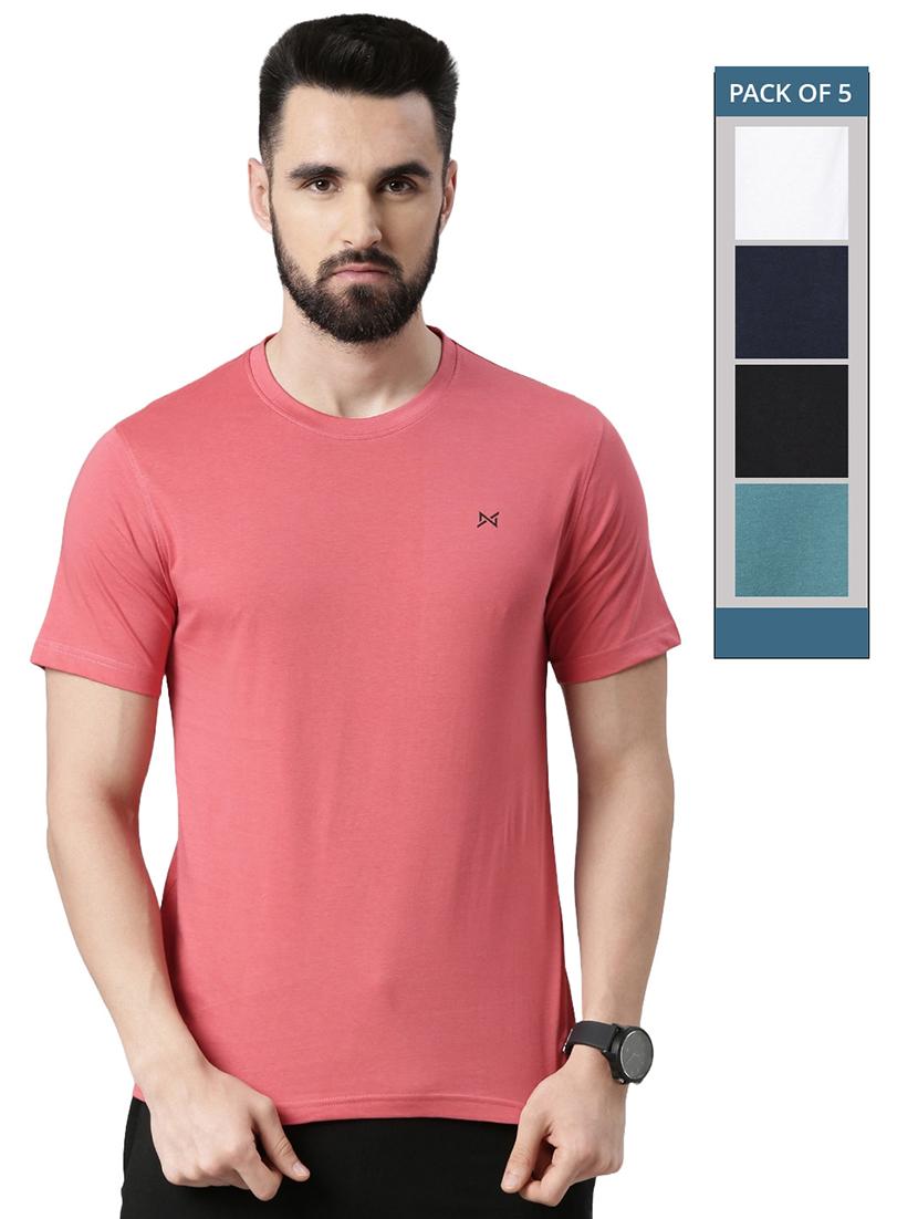 men solid pack of 5 short sleeve t-shirt - 21576399 - Zoom Image - 0