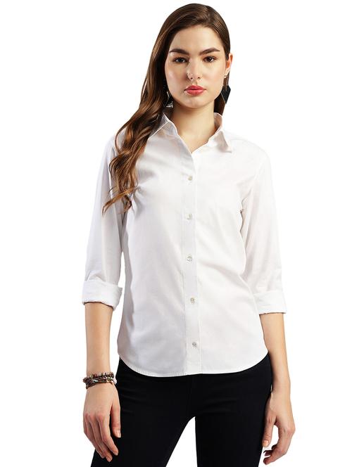 women solid collared long sleeve shirt - 21577237 -  Standard Image - 0