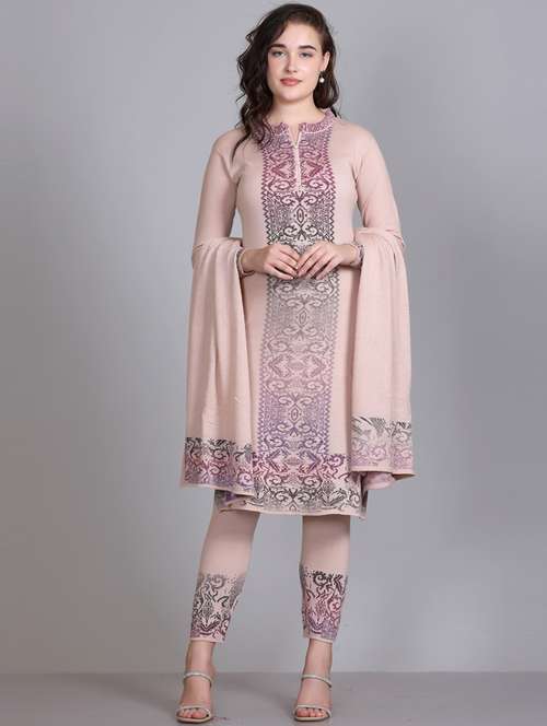 women self design long sleeve wool suit set - 21577257 -  Standard Image - 0