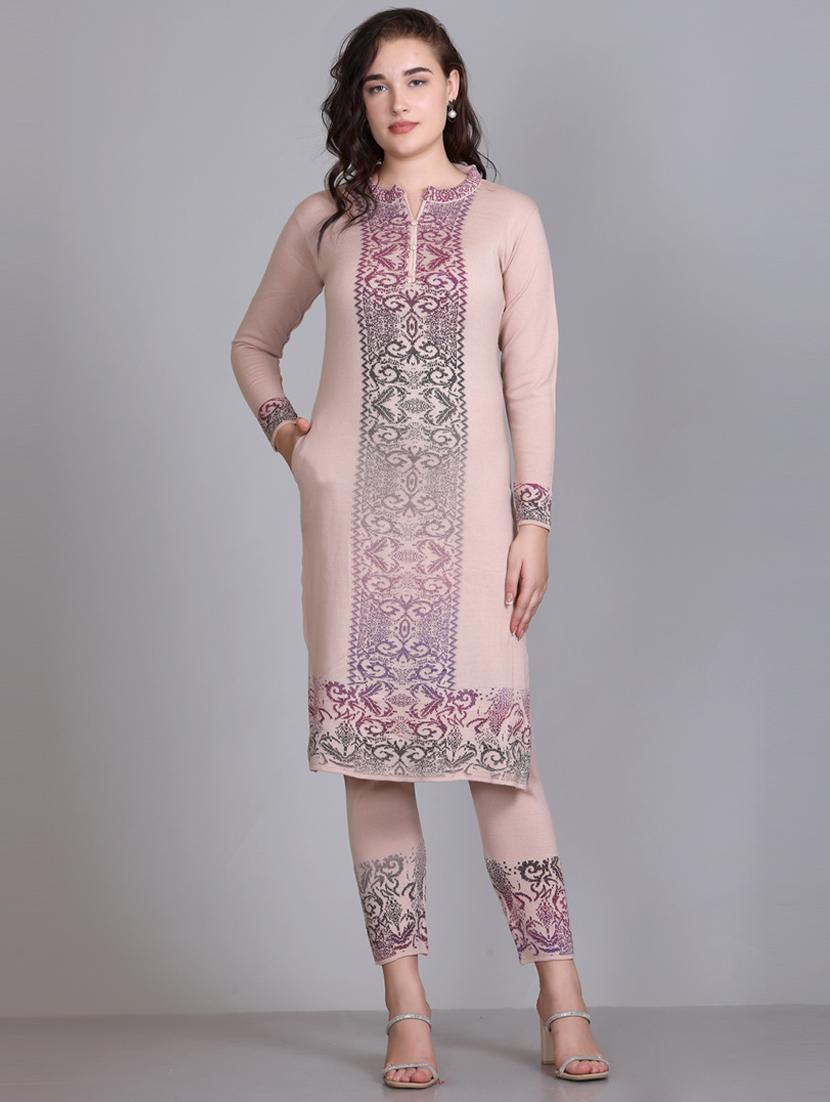 women self design long sleeve wool suit set - 21577257 - Standard Image - 2