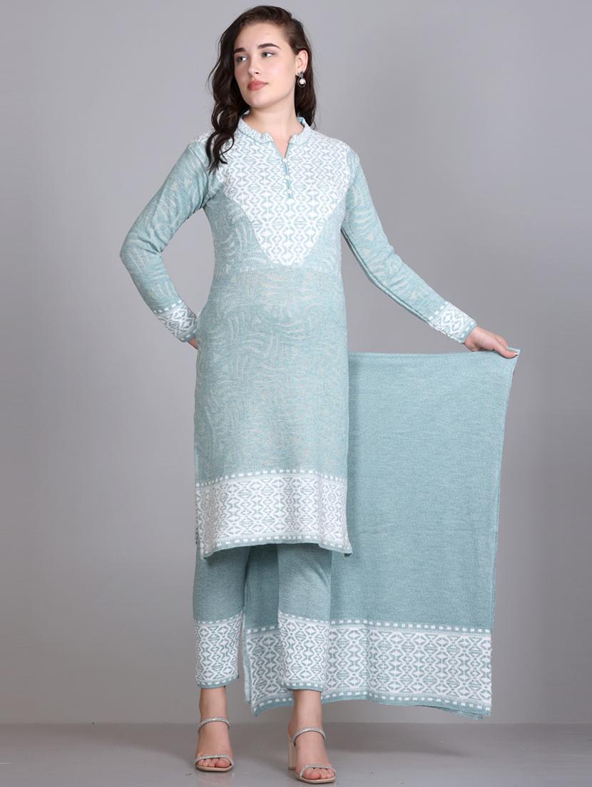 women self design long sleeve wool suit set - 21577261 - Standard Image - 2