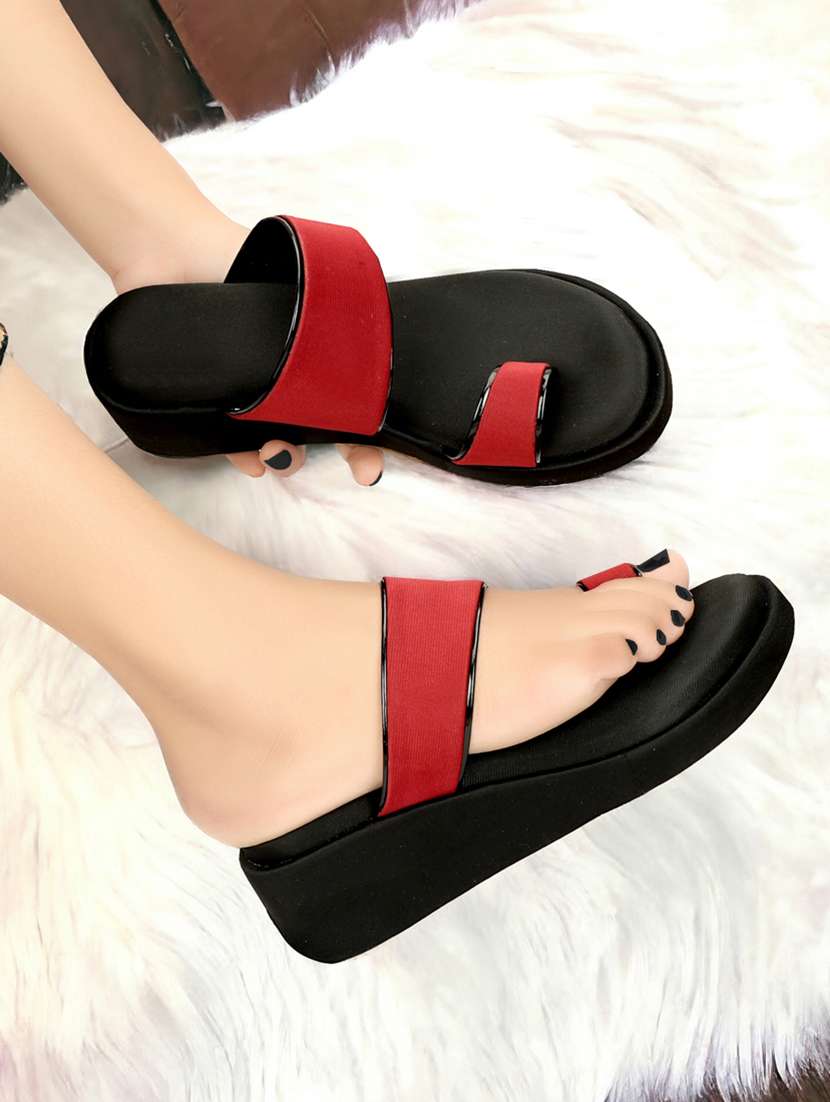 women maroon one toe wedge - 21577296 -  Zoom Image - 0
