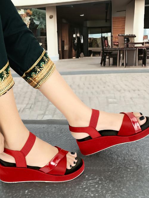 women maroon platforms wedge - 21577304 -  Standard Image - 0