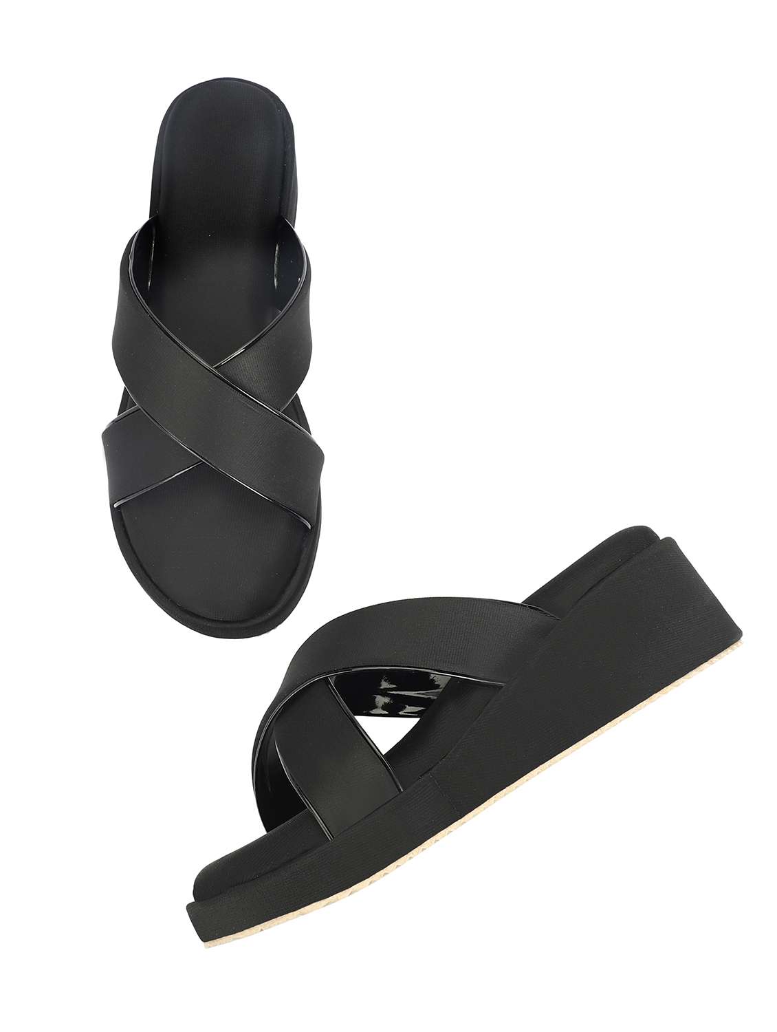 Women Black Platforms Wedge