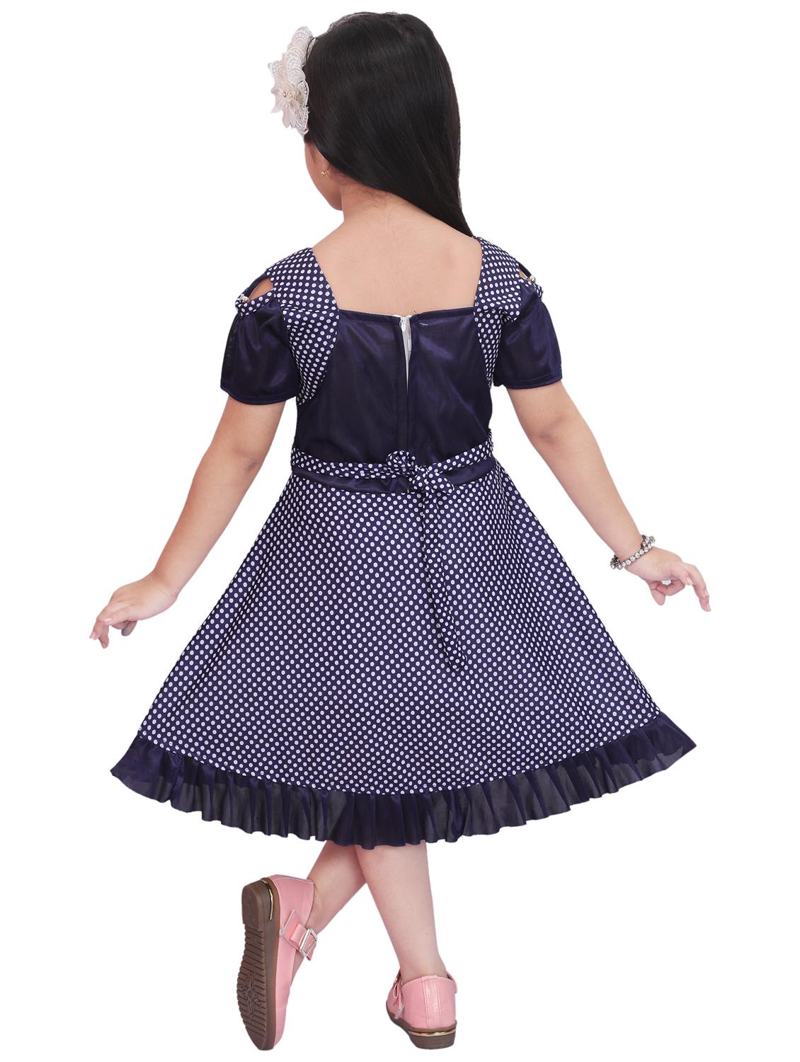 girls polka dot printed short sleeves frock - 21577367 - Standard Image - 2