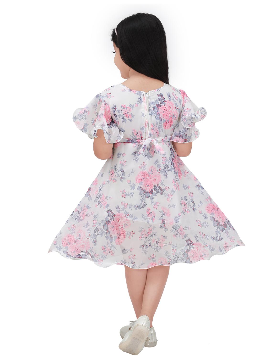 girls floral printed round neck a-line dress - 21577428 - Standard Image - 2