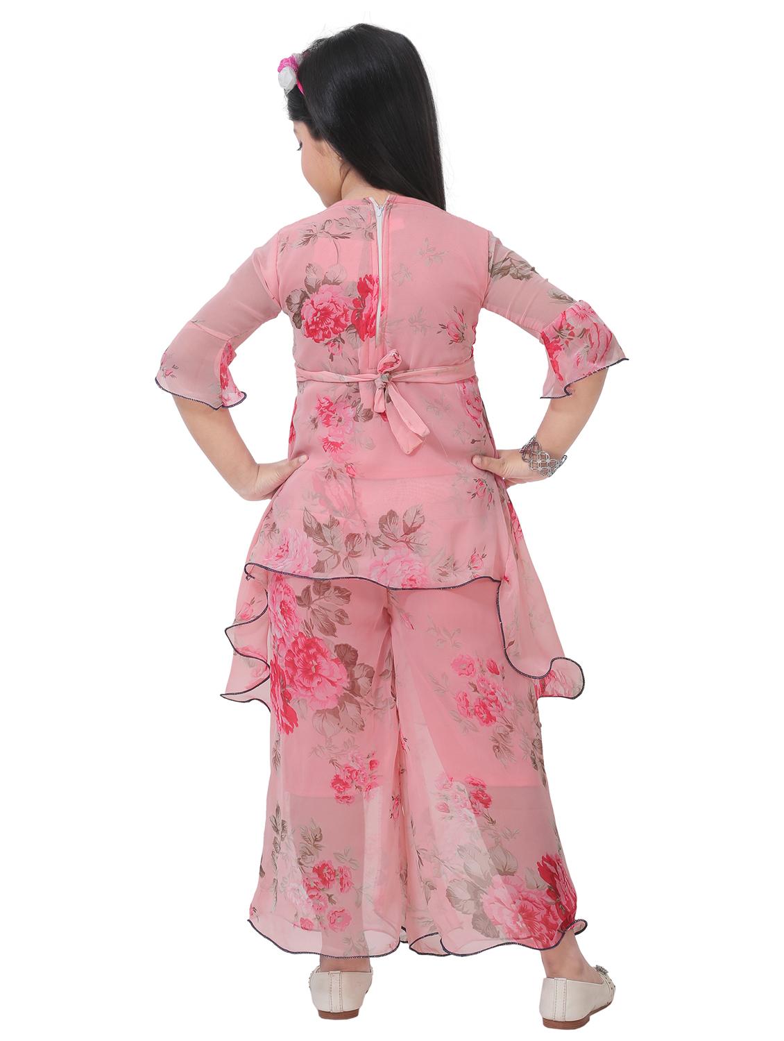 girls floral printed round neck kurta & palazzo set - 21577510 - Standard Image - 2