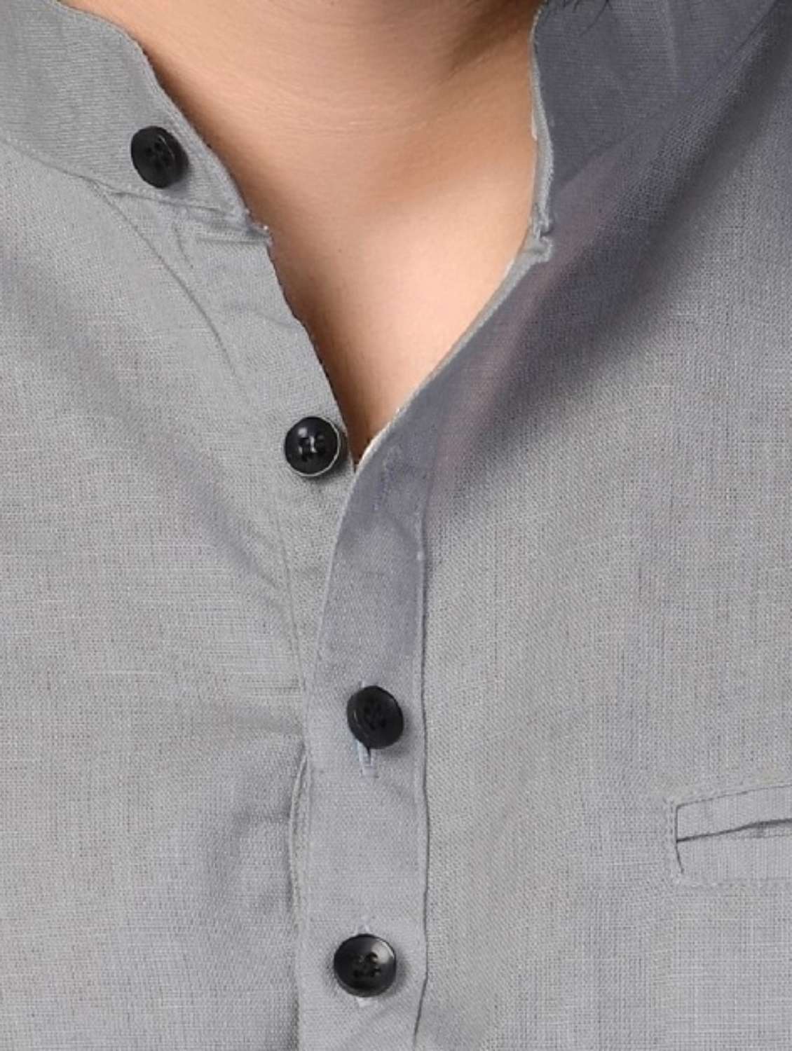 men mandarin neck solid short kurta - 21577637 -  Standard Image - 2